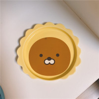 [又又海]日式柴犬熊猫马克杯 带盖陶瓷咖啡杯 情侣水杯 陶瓷杯 小吃碟 黄色狮子 直径约12cm