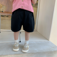 萌萌哒儿童装短裤男童休闲裤夏装薄款2021新款小童韩版五分裤帅气 黑色 80cm