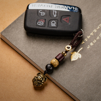 『福猪』小礼物创意小猪钥匙扣黄铜情侣男女复古风链汽车钥匙挂件 『手工三福小猪』简装(钥匙/包挂)