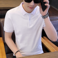 夏季男士韩版短袖衬衫潮流帅气男装上衣休闲外套潮牌条纹衬衣五分 T808白色 M
