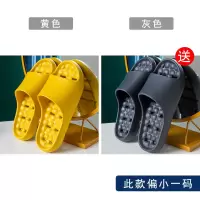 拖鞋女夏季浴室洗澡防滑软底情侣镂空漏水居家用凉拖鞋男 柠黄+灰色 36-37加40-41(此款偏小一码)
