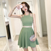 2021夏季新款夜店女装气质名媛性感网纱拼接a字显瘦吊带连衣裙女 绿色 优质版 S 75-95斤穿