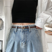 复古爱心无孔皮带女士装饰配连衣裙子衬衫西装牛仔裤细款窄小腰带 咖啡色#14 爱心无孔复古