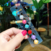 韩国儿童水钻抓夹发饰公主可爱盘发豆豆扣发夹女童宝宝编发卡头饰 1#彩色仿珍珠6件套[点赞收藏优先发货]