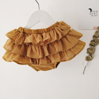 Uoinuom 女童夏季韩版波点蛋糕裙裤 婴幼儿半身裙裤格子蓬蓬短裙 姜黄色 蛋糕裙裤 90cm