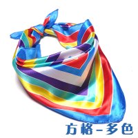 日韩国职业领结中小方巾印花商务女士丝巾百搭OL仿真丝巾移动空姐 1方格-多色