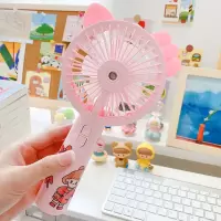 可爱卡通手持喷雾迷小风扇USB可充电便携加湿学生宿舍桌面电风扇 QB喷雾风扇-猫咪粉色送挂绳贴纸