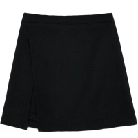 大码半身裙女春装2021新款胖mm不规则开叉短裙高腰显瘦a字包臀裙 黑色 L[建议100-120斤]