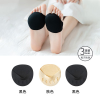 半掌袜子女士春夏季薄款高跟鞋前脚掌五指隐形分趾单鞋船袜ins潮 [3双装]黑色+肤色+黑色 均码[3双装]收藏加购闪电发