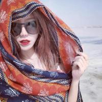 土耳其沙漠旅游防晒披肩流苏超大民族风围巾女士丽江度假两用丝巾 藏青条纹