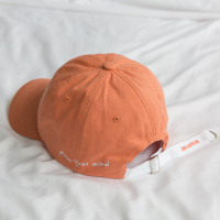 夏季彩色抹茶绿刺绣字母鸭舌帽子女软顶拼色情侣韩版百搭棒球帽男 橘黄 M(56-58cm)