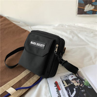 潮牌男士挎包ins时尚百搭背包斜挎包男生学生校园休闲男包单肩包 黑色 不带挂件