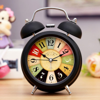 超大声音小闹钟学生用床头静音夜光简约儿童创意时钟卧室钟表闹铃 小号创意/黑 3英寸