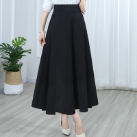 夏季半身裙女士新款高腰大码长裙显瘦百褶中长款蓬蓬裙a字伞裙子 黑色-85CM M 1尺9-2尺0