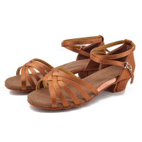 儿童女孩跳舞鞋子平跟练功鞋成人肤色恰恰桑巴舞蹈演出鞋 肤色 28