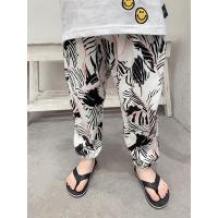 儿童防蚊裤薄款全棉2020夏季新款男宝宝沙滩裤女童夏天灯笼长裤子 黑线条 80码:参考身高60-80cm