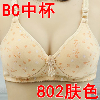 无钢圈超薄款内衣女士收副乳胸罩聚拢光面调整型夏文胸性感乳罩 [802]肤色 36/80