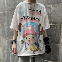 夏季潮牌印花海贼王t恤男ins潮流超火短袖宽松百搭半袖情侣装上衣 乔巴 S