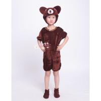 小熊儿童表演服装小棕熊动物演出服装成人卡通造型舞蹈服小熊衣服 短款无花边小熊 100cm