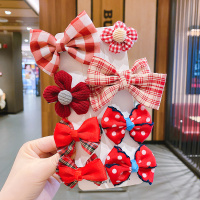 宝宝发夹儿童头花女夏女童蝴蝶结头饰夹子小女孩可爱公主发卡发饰 红色格子发夹8件套[收藏加购 优先发货]