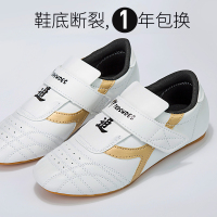 跆拳道鞋武术鞋儿童成人透气耐磨牛筋软底训练男女跆拳道道鞋 A50 经典款 金边 40