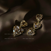 重工巴洛克爱心耳环2021年新款潮不对称耳钉高级感轻奢耳饰女复古 金色爱心耳钉 925银针