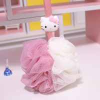 可爱卡通大号成人洗澡浴花球儿童高档韩版不散搓澡两用沐浴花球 粉色猫咪