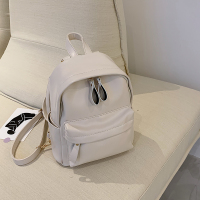 夏季简约小包包女包2021新款时尚百搭女大学生书包复古港风双肩包 白色