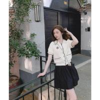 csk丘比特 人间扩香器 泡泡袖衬衫女夏薄气质高腰短款小香风上衣 不带胸针 S