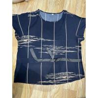 小默严选 KOUSHANG 蔻尚苏州店 夏季新品绵绸竖条印花腰绳套装 丈青 XL