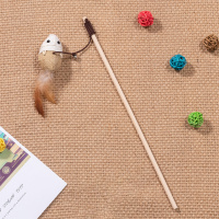 猫玩具逗猫棒自嗨逗猫耐咬老鼠羽毛铃铛幼猫小猫解闷啃咬猫咪用品 亚麻小老鼠逗猫棒