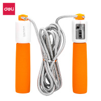 得力儿童跳绳小学生初学者计算器可调节中小学生体育达标专用跳绳 橙色