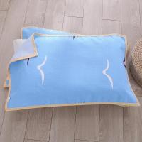 [天天特价][一对装]帆布枕巾单人透气加厚四季棉布老粗布枕巾 蓝海鸥