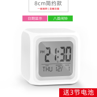 闹钟学生用智能闹铃电子儿童静音卧室床头夜光多功能小创意个性钟 创意实用[8cm简约款]透白[无温度] 13.6厘米