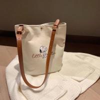 学生史努比夏季snoopy卡通帆布水桶包女2021新款时尚休闲单肩包 主图色