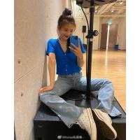 朴秀荣同款ins修身显瘦短款V领开衫学生上衣T恤女2020夏秋季新款 蓝色 S