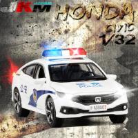 JK金属1/32仿真19款本田思域6开合金车模声光金属模型儿童玩具车 警车款