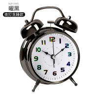 小闹钟学生静音床头夜光创意个性懒人儿童闹铃声音超大金属打铃钟 曜黑镭射款[夜灯+贪睡+365天质保] 17.5厘米