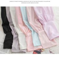 防晒袖套女夏加长宽松护袖薄款透气户外骑行开车凉感手臂套漏指潮 R86-防晒袖纯色-1双[颜色随机] 均码