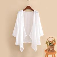 棉麻外套女小披肩夏季 配裙子外搭开衫女薄款防晒衣短款宽松亚麻 白色 均码