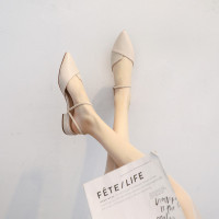 2021年新款凉鞋晚晚风温柔平底尖头仙女单鞋夏季百搭低跟春款女鞋 米白色 35