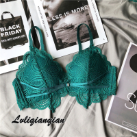 薄款内衣大胸显小无钢圈聚拢大码胖MM200斤文胸套装全罩杯缩胸罩 墨绿【单个文胸】 75B