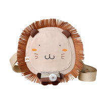 三色补丁小包包女2021新款卡通手机包学生百搭少女可爱斜跨包礼物 小乖乖狮纸双拉链挎包-浅卡其