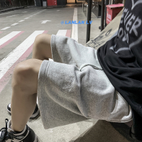 @方少男装 夏季韩版简约字母印花休闲短裤男学生百搭沙滩五分裤潮 灰色 M