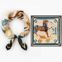 真丝丝巾细滑丝绸桑蚕丝韩版百搭春款新品围巾礼盒装时尚方巾 桑蚕丝-牧马人绿卡其 [礼盒装]