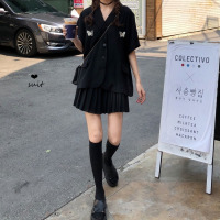 樱田川岛韩版设计感高级西装套装2021新款百搭短袖显瘦百褶裙女夏