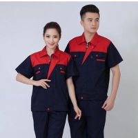 夏季短袖工作服套装男夏装厂服工人工服工装半袖透气汽修服劳保 灰拼鞠-上衣 165