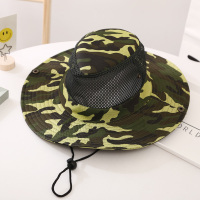 渔夫帽男夏季帽子迷彩大檐遮阳帽户外登山防晒太阳帽男士骑车旅游 钓鱼帽-1号色 55-58cm