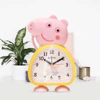 智能小闹钟学生用卡通儿童专用闹铃床头创意个性懒人可爱小猪时钟 黄色 19.5厘米