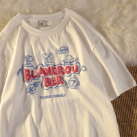 古着感少女vintage短袖t恤女夏宽松韩版潮ins街头风半袖超火上衣 白色 M